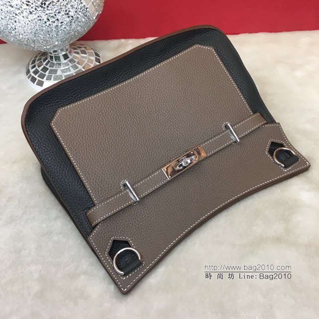 Hermes包包 愛馬仕Jypsiere吉普賽28cm 單肩斜挎愛馬仕包 鐵灰/大象灰銀扣  tdh2034